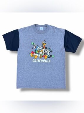 Vintage 90s Disney California Mickey T-Shirt Gray/Blue Size XL Velva Sheen USA